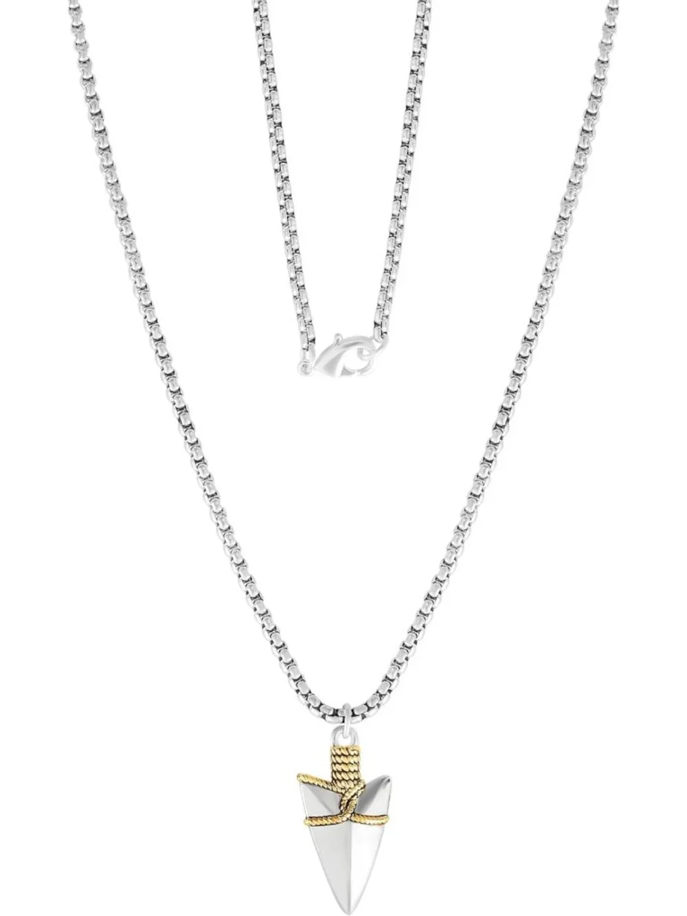 Men's Two-Tone 18k Gold & Silver Arrowhead Pendant Necklace | 22